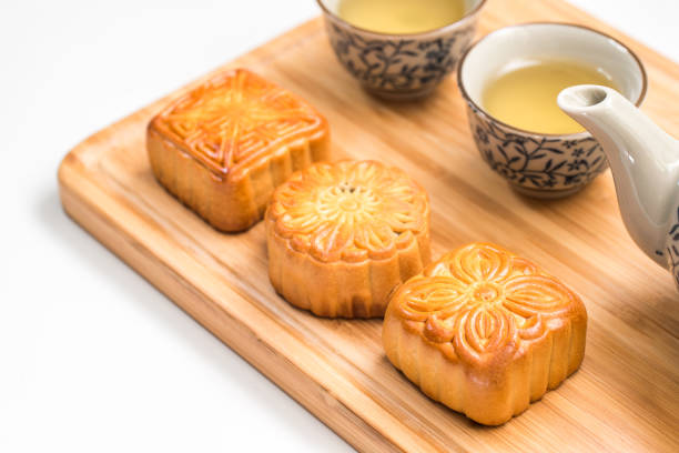 istock Mid-Autumn Festival moon cake on white background 1060982904