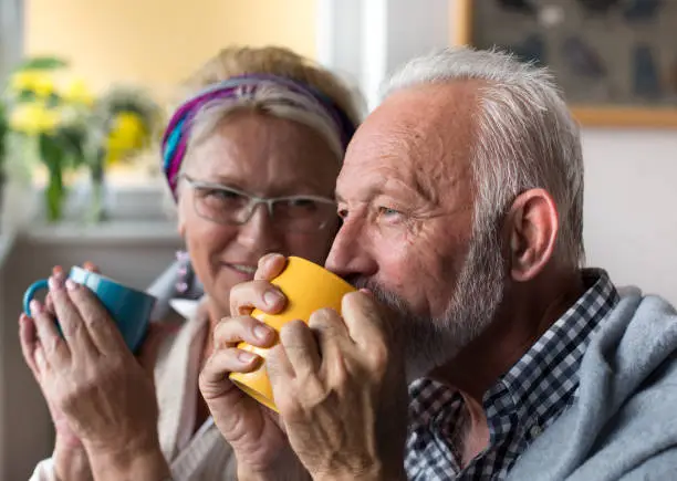 Photo of Senior couple drinking tea