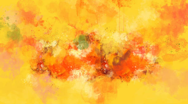 istock Abstract orange watercolor background. Bright multi colored spots. 1060988034