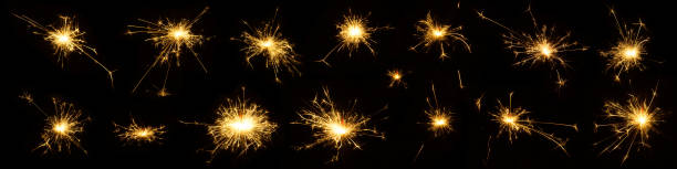 istock Set of Burning sparkler isolated on black background 1060995982