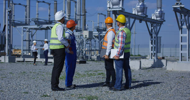 istock Group of diverse workers on solar plant 1061001906