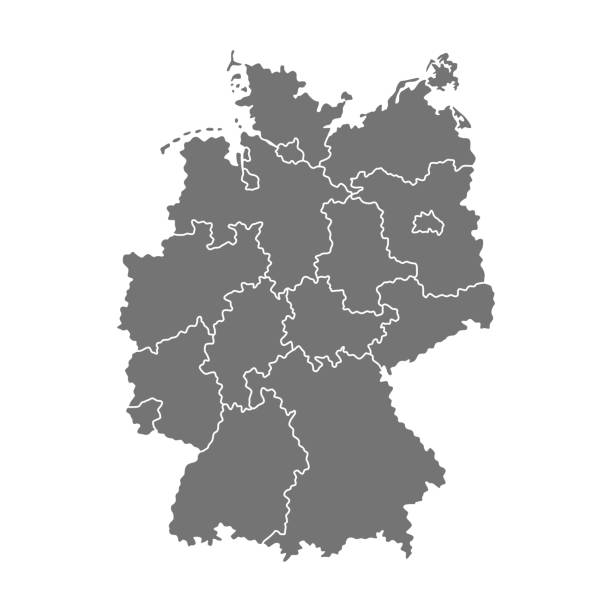 Vector map og Germany Administrative map of Germany with regions. Vector illustration isolated on white background government borders stock illustrations
