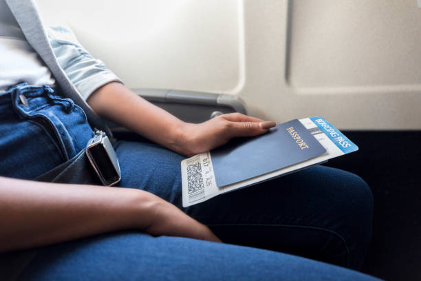 istock Unrecognizable airline passenger sits holding passport 1061010594