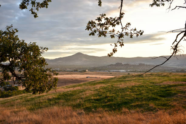 Medford Oregon from the hills stock photo