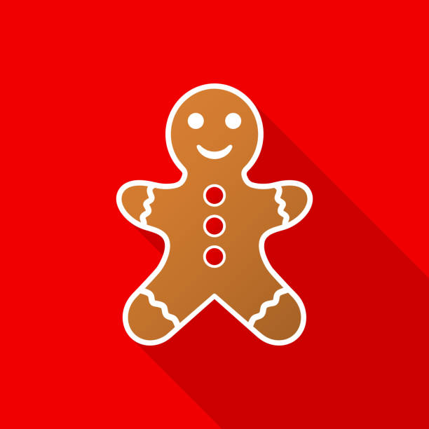 Gingerbread man icon with long shadow on red background. Vector Illustration. Gingerbread man icon with long shadow on red background. Vector Illustration EPS 10 gingerbread man stock illustrations