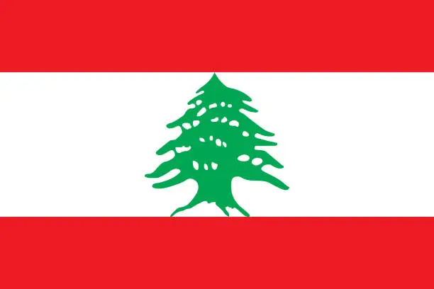 Vector illustration of Vector flag of the Lebanese Republic. Proportion 2:3. The national flag of Lebanon.