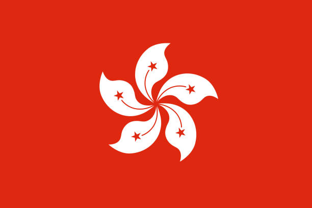 벡터는 홍콩 특별 행정구의 중화 인민 공화국의 국기. 2:3 비율 홍콩의 국기 - 홍콩 stock illustrations
