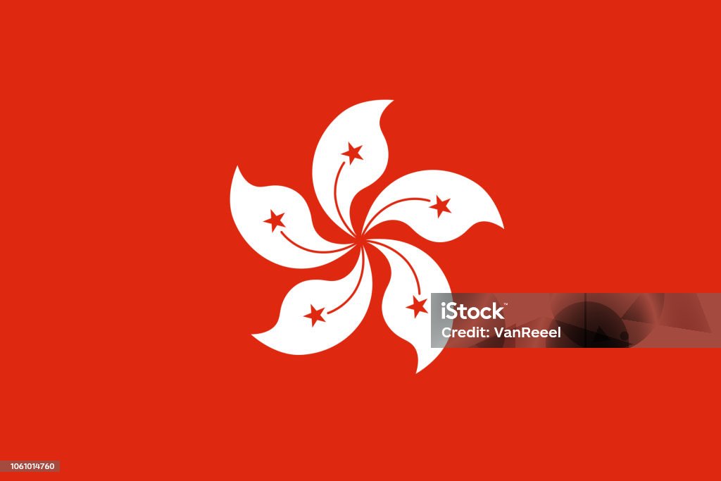 Vector flagga Hongkongs speciella administrativa region av folkets republik av Kina. Del 2:3. Hongkongs flagga. - Royaltyfri Hongkong vektorgrafik