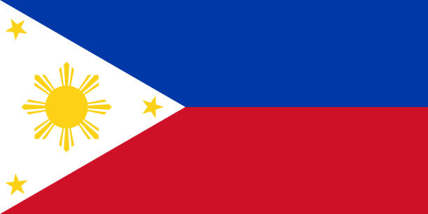 векторный флаг республики филиппины. пропорция 1:2. национальный флаг филиппин. - philippino flag stock illustrations