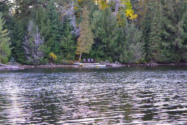 istock Algonquin Provincial Park, Ontario, Canada. Beautiful fall landscape with lake and mountains 1061017286