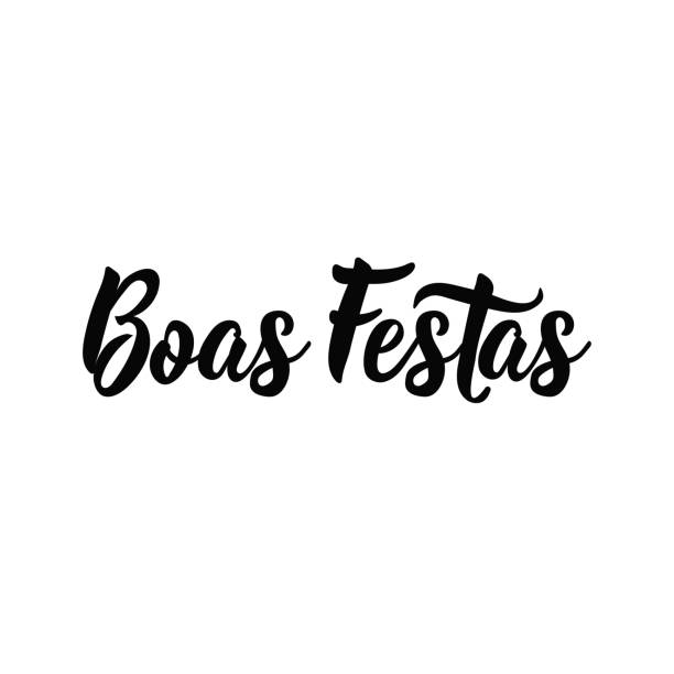 포르투갈어에서 해피 홀리데이입니다. boas festas입니다. 레터링입니다. - 포르투갈어 일러스트 stock illustrations