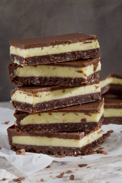 istock Nanaimo Bars - Custard filling on a Cocunut Chocolate Crumb 1061017654