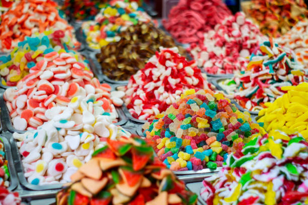 istock Colorful jelly sweets on the market. 1061019026