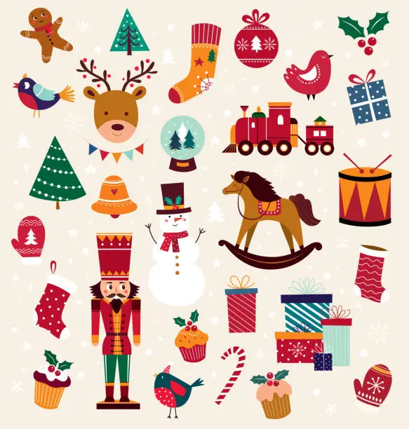 Vector illustration of Christmas and New Year elements