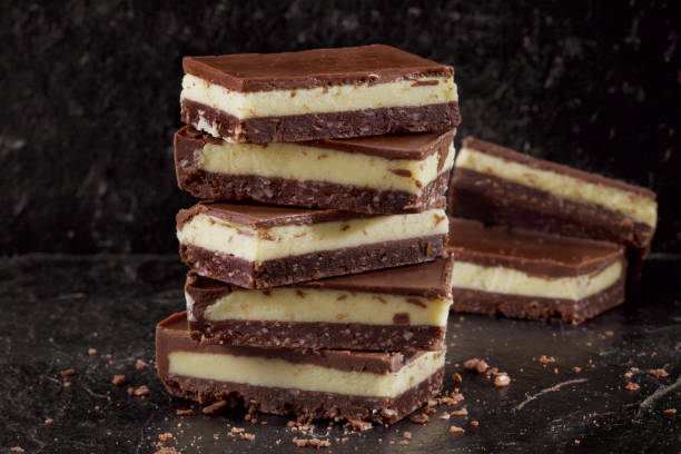 istock Nanaimo Bars - Custard filling on a Cocunut Chocolate Crumb 1061019120