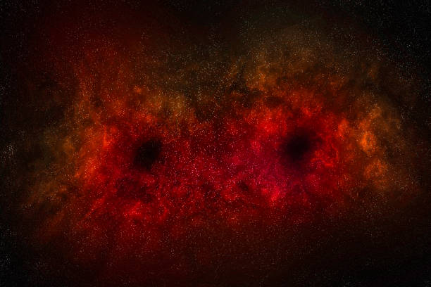 istock Red Space Background with a two black holes. 1061019428