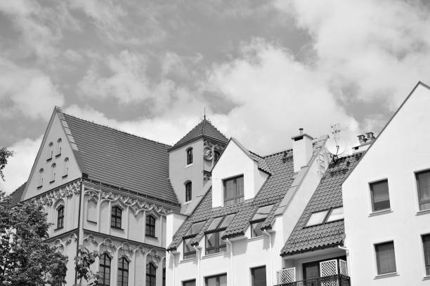 istock Facade of a modern apartment building. Black and white. 1061026834