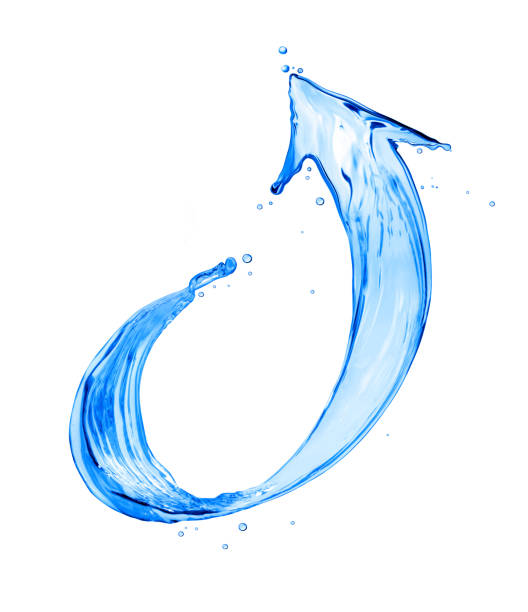 istock Arrow made of water splashes. Conceptual image on a white background. 1061027124