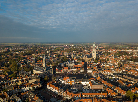 Aerial view of Middelburg, Zeeland, Netherlands