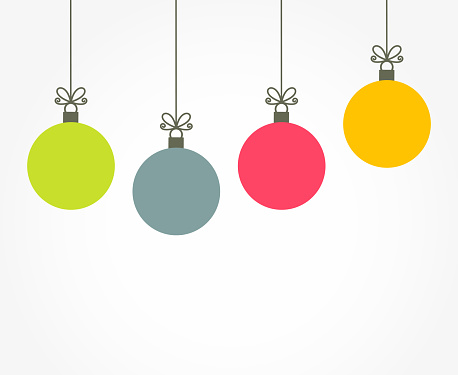 Christmas colorful balls hanging ornaments. Vector illustration