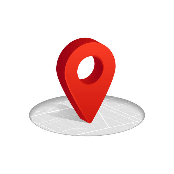 3D Gps red color icon dropping on street map in white background. 3D Gps red color icon dropping on street map in white background. Vector illustration map markers and pins stock illustrations