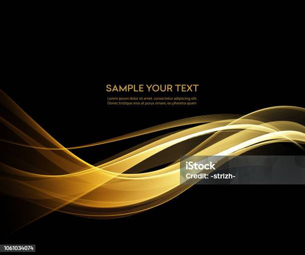 Abstract Shiny Color Gold Wave Design Element Stock Illustration - Download Image Now - Gold - Metal, Wave Pattern, Backgrounds