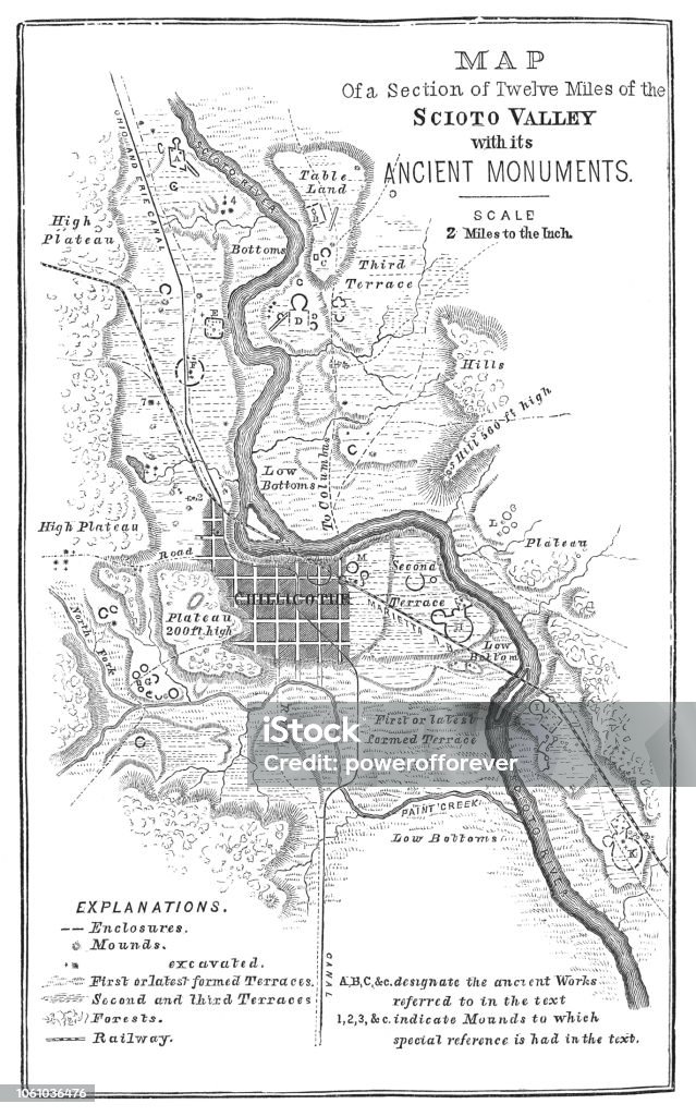 ホープウェル文化国立歴史公園ロス郡オハイオ州アメリカのスクワイア地図 イロコイ文化のベクターアート素材や画像を多数ご用意 イロコイ文化