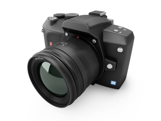 istock 3D Rendering Digital Photo Camera isolated on white background 1061040006