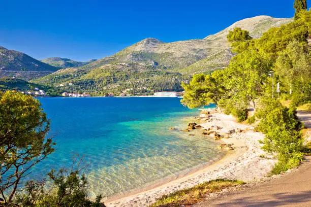 Idyllic turquoise beach in Slano, Adriatic sea, Dubrovnik region of Croatia