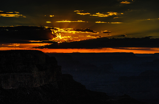 The South Rim of the Grand Canyon on an early August evening, just before sunset