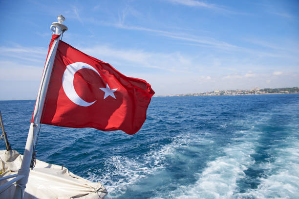istock Flag of Turkey on a ship 1061045896