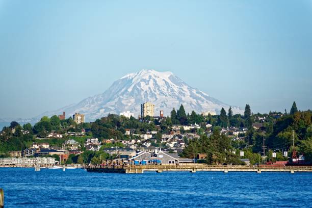 Mt Rainier Mt Rainier and Tacoma, Washington tacoma stock pictures, royalty-free photos & images