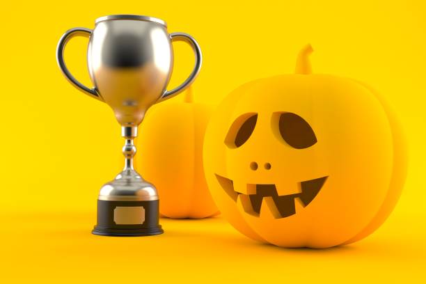 sfondo halloween con trofeo - concorso foto e immagini stock