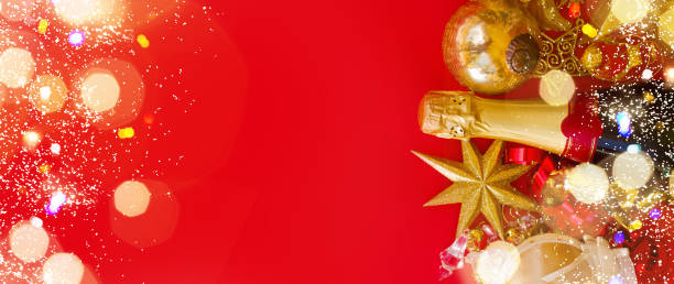 istock new year decorations with bottle of champagne 1061049854