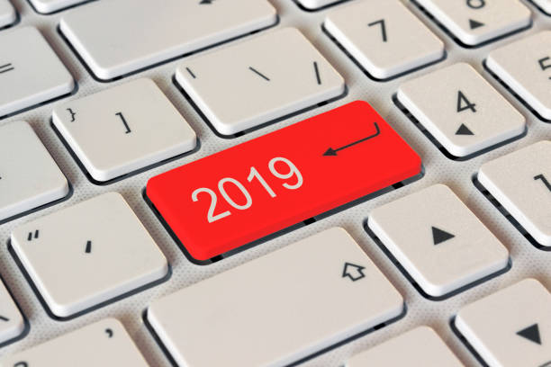 istock on the white keyboard is a red button with the number 2019 1061054394
