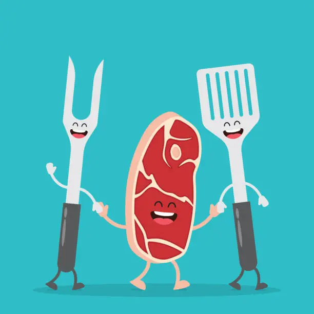 Vector illustration of Steak and barbecue tools