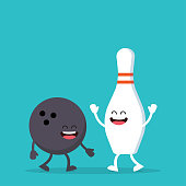 istock Funny Bowling ball and pin 1061056368