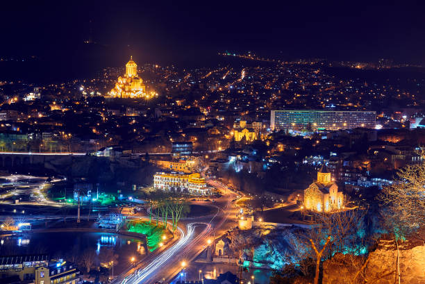 istock Top view in Tbilisi at night 1061056598
