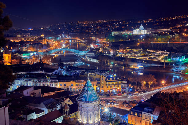 istock Top view in Tbilisi at night 1061056618