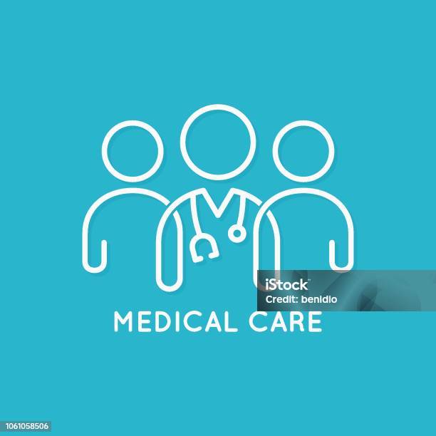 Doctor Team Icon Line Medical Concept On Blue Background Stock Illustration - Download Image Now