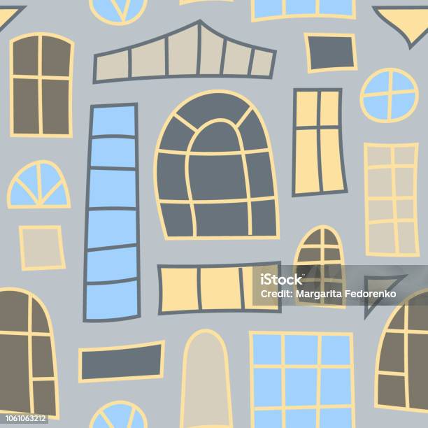 Vector Seamless Pattern With Different Windows Elements Round ...