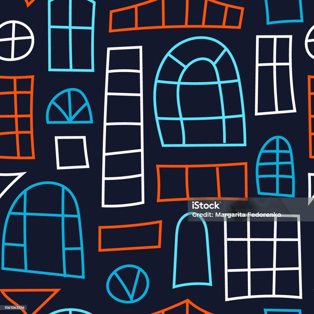 Vector Seamless Pattern With Different Windows Elements Round ...