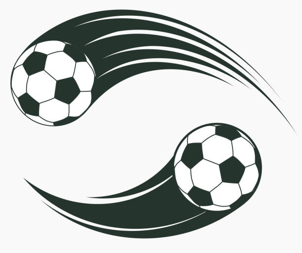 ilustrações, clipart, desenhos animados e ícones de futebol futebol movendo swoosh elementos, sinal de esporte dinâmico. vector - soccer sign ball speed