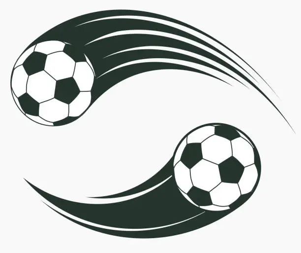 Vector illustration of Soccer football moving swoosh elements, dynamic sport sign. Vector