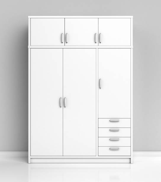 White closet in the room. 3d illustration