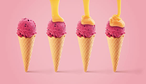 istock ice cream poured with caramel in a waffle cup 1061069628