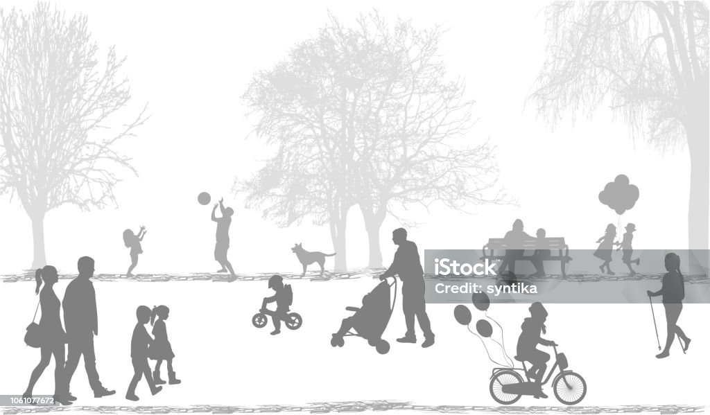 Family silhouettes in nature. Activity stock vector