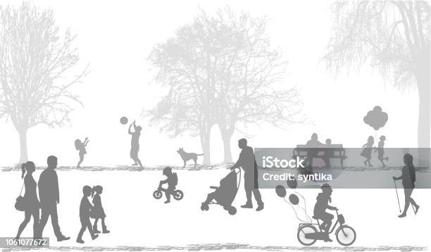 Family Silhouettes In Nature Stock Illustration - Download Image Now - Activity, Animal, Baby Carriage
