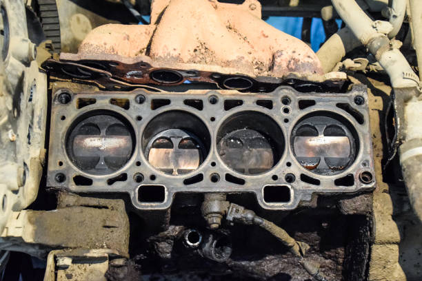 istock Disassembled car engine. Engine repair VAZ. Old car. 1061077872