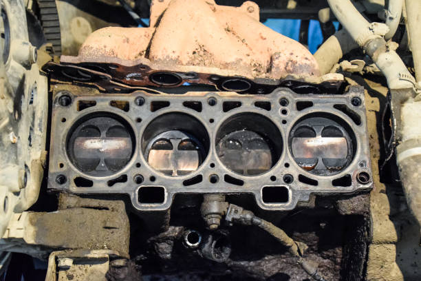 istock Disassembled car engine. Engine repair VAZ. Old car. 1061077886